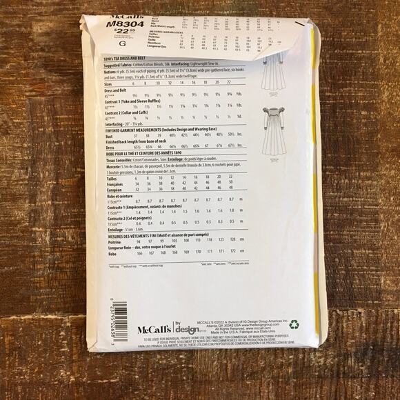 McCalls Sewing Pattern M8304 1890s Tea Dress Historical Costume 6-14 UNCUT - Picture 2 of 4